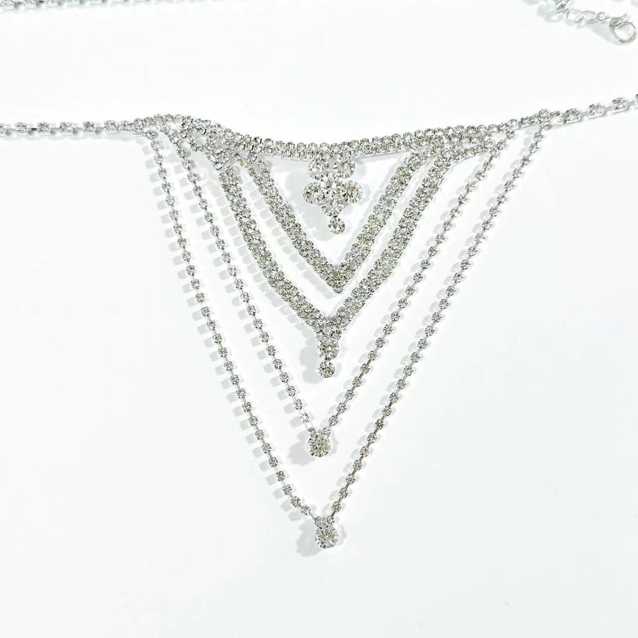 Picture of Cross-border accessories rhinestone tassel body chain floral sexy bikini thong
