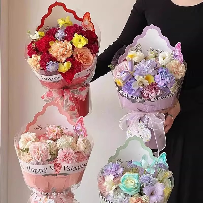 Xiyu Romantic Flying Butterfly Wave Edge Stereotype Pieces Floral Handmade diy Bag Flower Artifact Flower Shop Flower Packaging Material