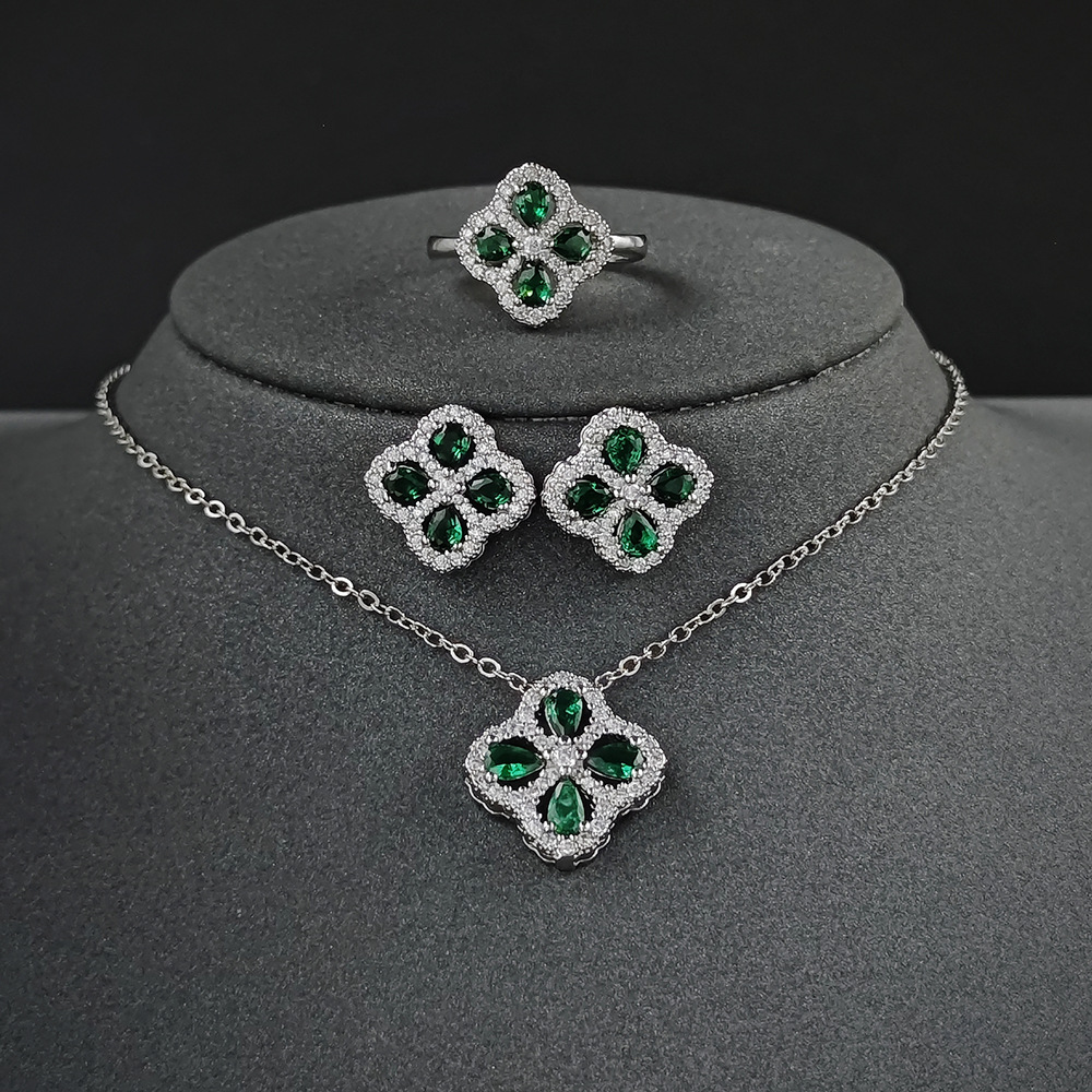Cross-border Amazon Lucky Alfalfa Emerald suit Exquisite Joker Female Senior Design Sense j6885