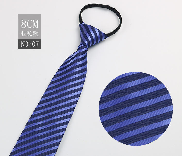 Picture of Factory Black Men's Tie Striped Blue Business Tie Lazy People Knot Free Zipper Tie in stock Wholesale