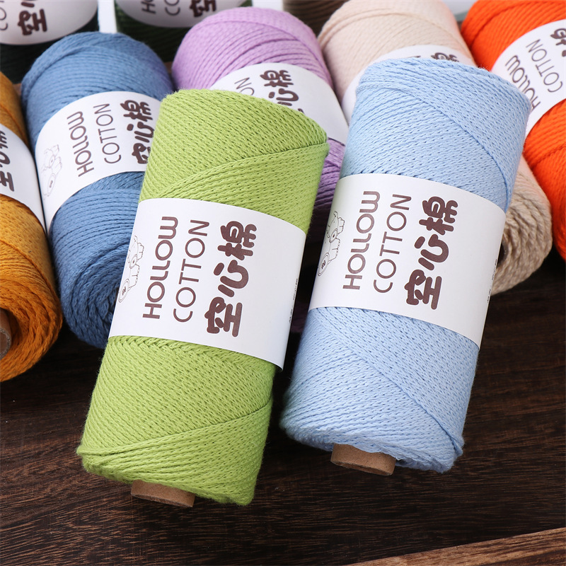2mm Hollow Cotton DIY Hook Bag Hand Woven Bag Hat Round Strand Pearl Yarn Wool Wholesale Straw Woven