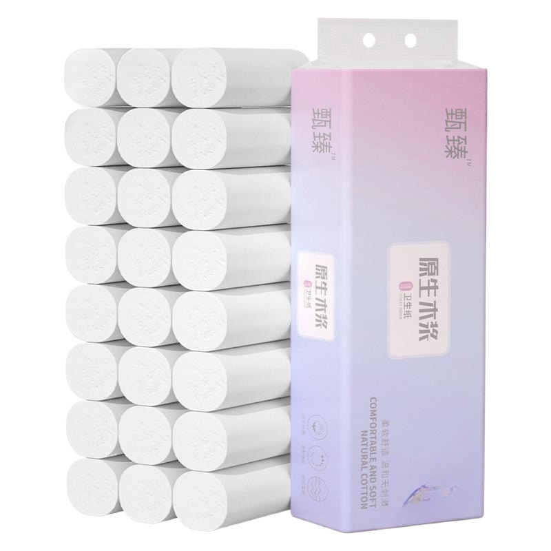 Picture of 28 Rolls of Toilet Paper Raw Wood Pulp Household Coreless Toilet Paper Toilet Paper Whole Box Wholesale Package Number == Roll