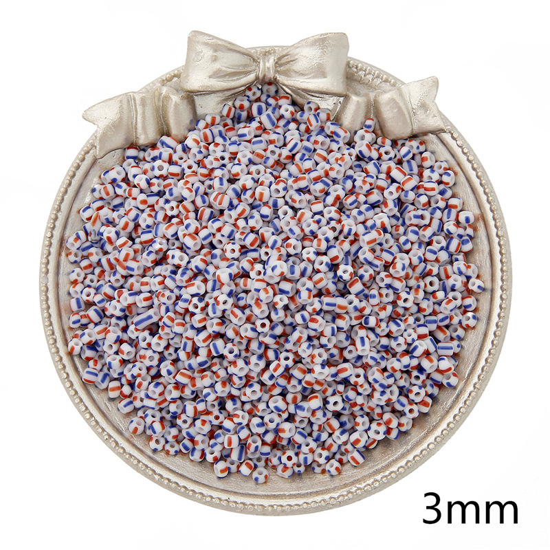 Picture of 3mm glass rice beads necklace bracelet loose beads diy jewelry striped watermelon beads handmade beaded homemade material bag