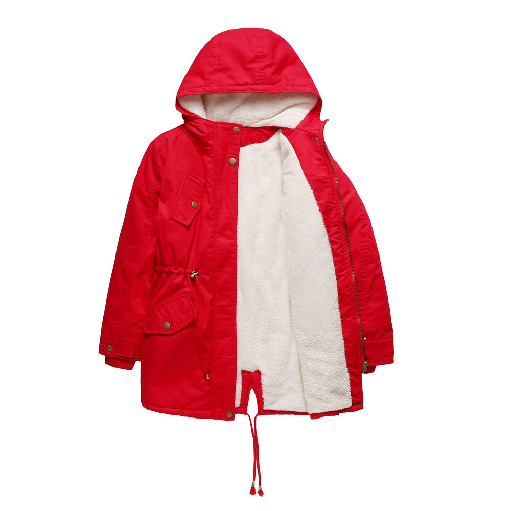 Picture of 2024 European Size Autumn and Winter New Women's Export Cotton Coat Women's Pure Color Hooded Parka Coat Thick Cotton Coat Fleece-Lined Cotton Coat