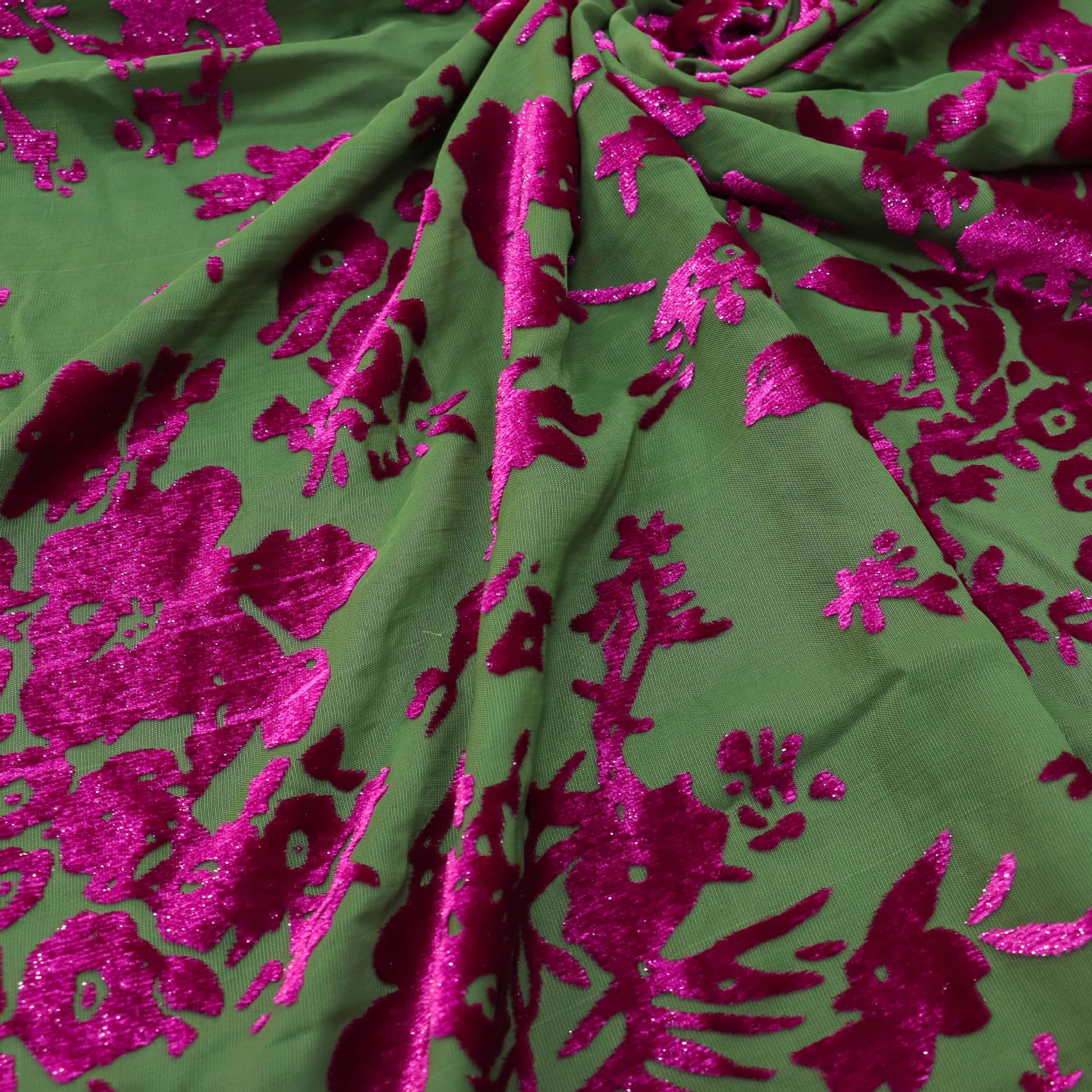 Picture of Factory Wholesale Woven Brocade Viscose Velvet Brocade Polyester Semi-Bright Silk Burnt Flower Velvet Fabric Nightgown Cheongsam Skirt Fabric