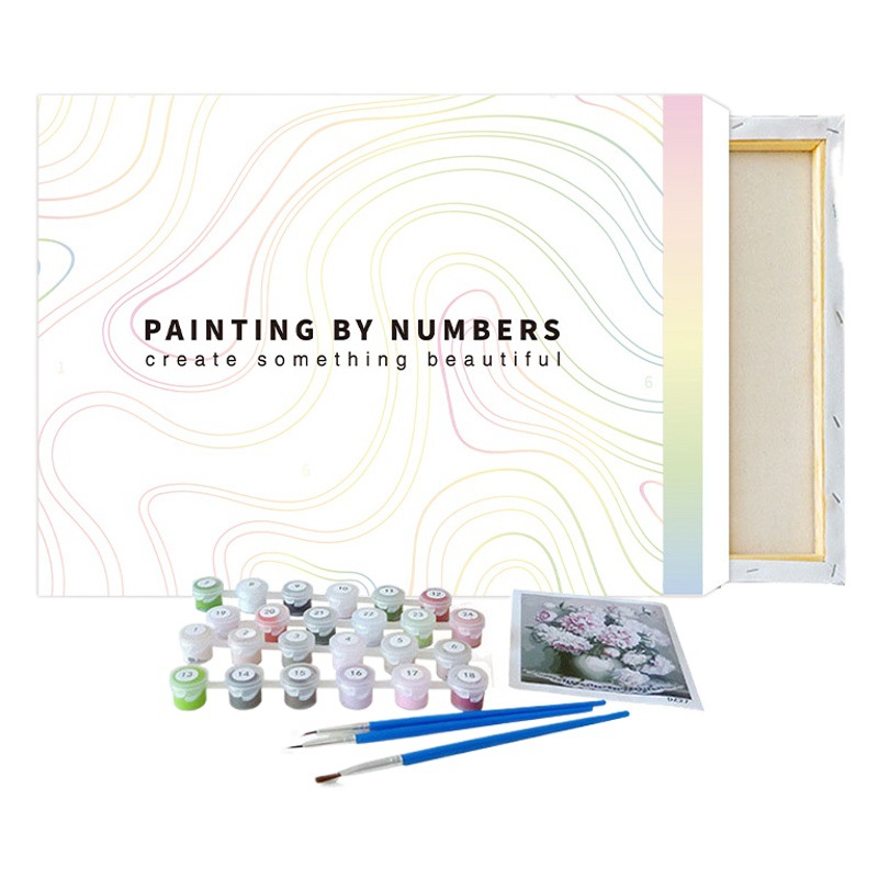 Cross-Border Coloring Painting DIY Digital Oil Painting Flower Scenery Manual Oil Paint Decorative Painting with Frame Pigment Factory Thin Frame