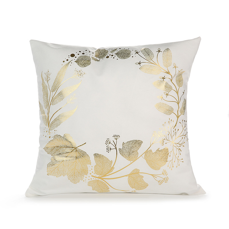 Picture of Cross-border Amazon New Geometric Bronzing Proverbs Super Soft Short Plush Pillow Bedroom Sofa Removable and Washable Cushion Cover