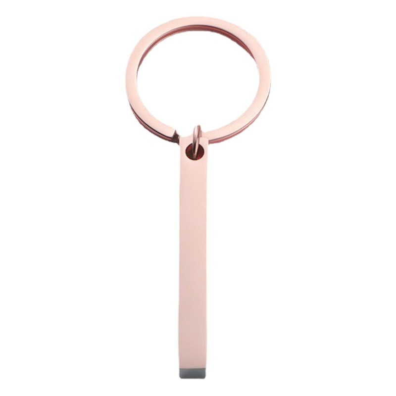 Cross-border New Simple Fashion European and American Style Stereo Stick Keychain Mirror Stainless Steel Cuboid Key Pendant