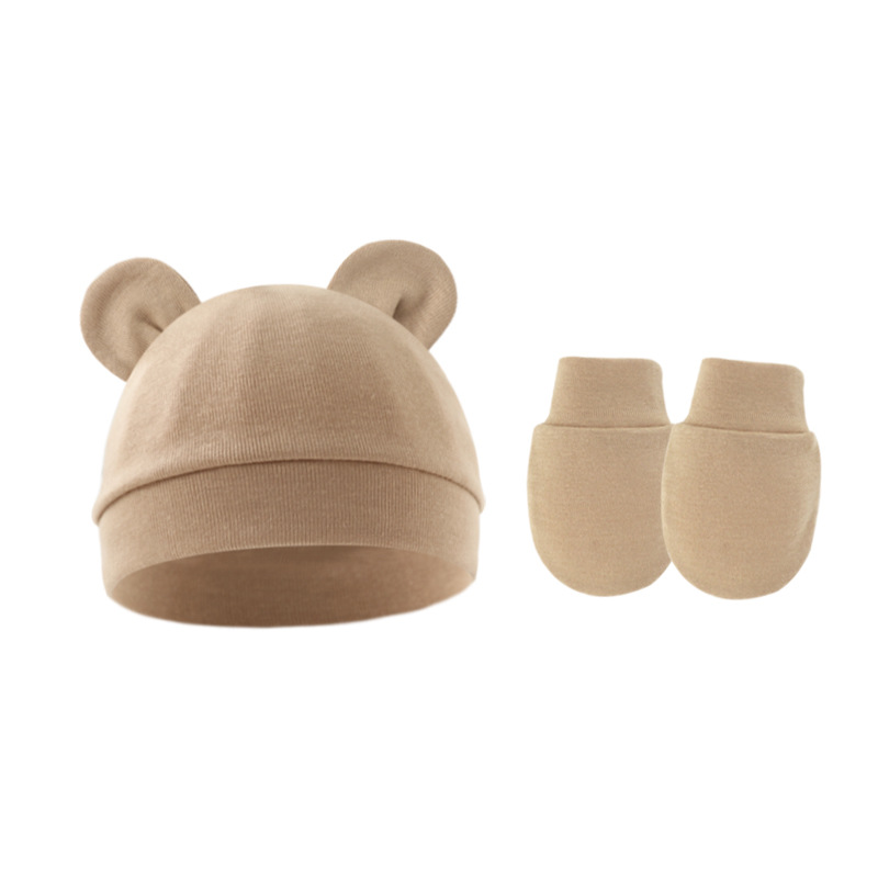 Picture of 2023 foreign trade baby pullover cap Mickey ears baby hat newborn tire cap anti-scratch gloves 2-piece set