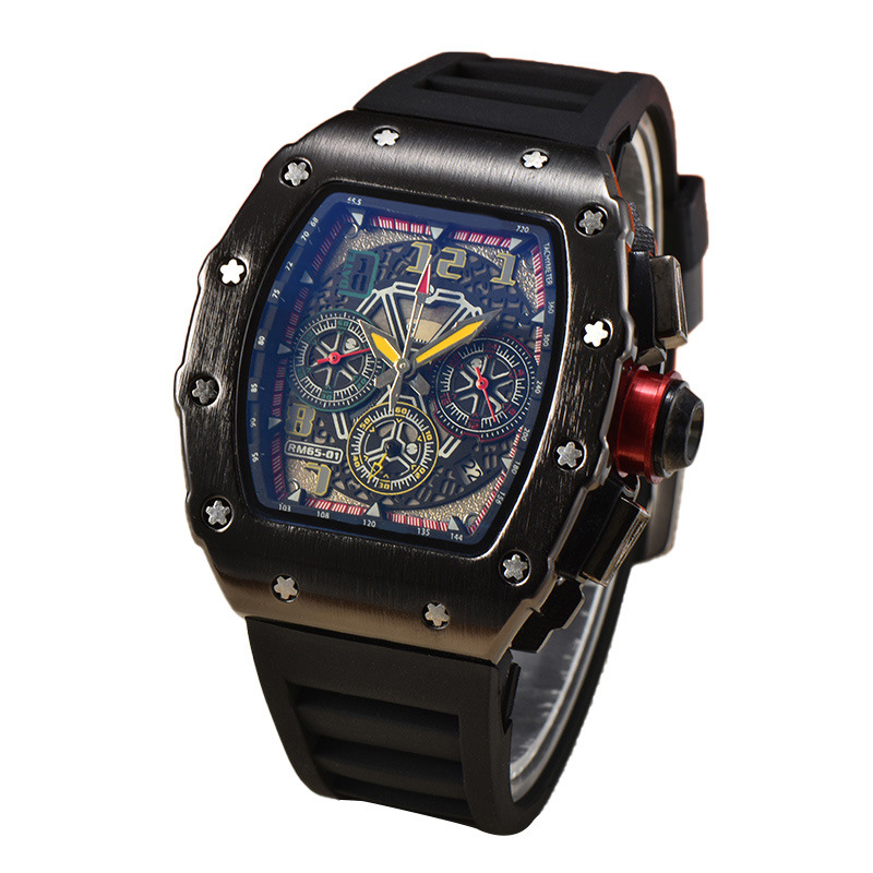 Picture of 2025 New Foreign Trade Men's Quartz Watch Multi-Functional Six-Pin Barrel-Shaped Fashion Hollow Business Watch Wholesale