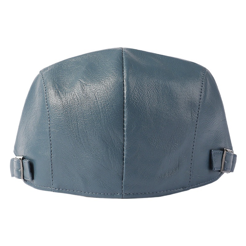 Leather Beret Men's Leather Cap Middle-aged and Elderly Winter Leather Forward Cap Women's Warm Leather Cap