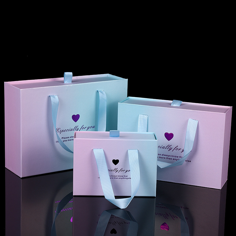 Custom LOGO gradient color box dream small fresh birthday gift box Jewelry necklace box empty box wholesale