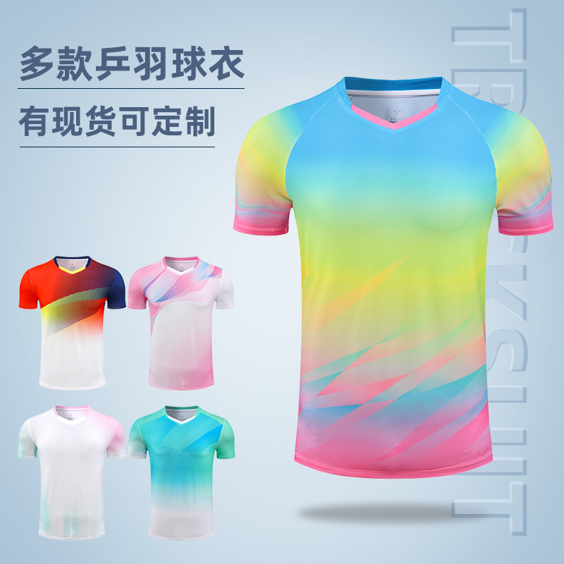 New Full Body Printing Badminton Suit Top in stock Printing Quick-drying Tennis Table Tennis Suit Competition Training T-shirt Batch