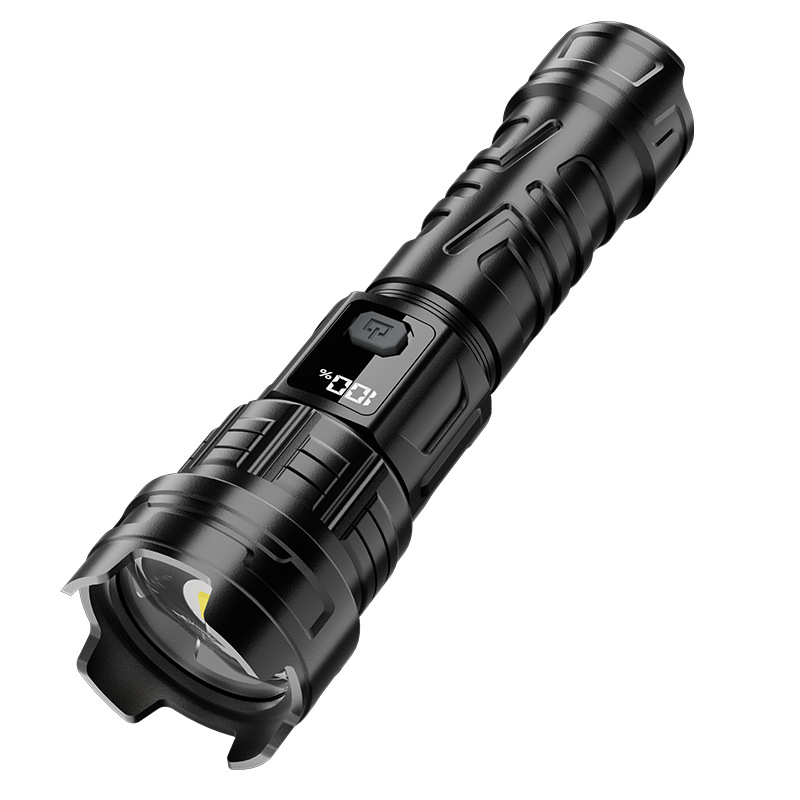Picture of New strong flashlight super bright long-shot flashlight three-speed adjustment charged display multi-functional outdoor portable flashlight