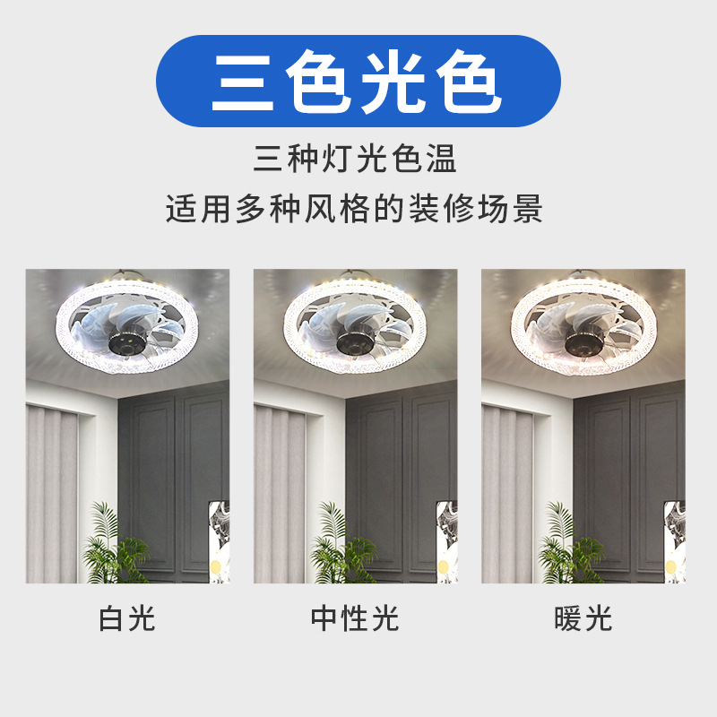 Picture of 2025 New Internet-red Crystal Fan Light Bedroom Corridor Ceiling Ceiling Fan Light Simple E27 Fan Light with Remote Control