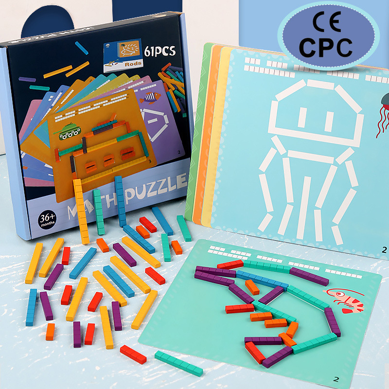 Factory wholesale children's early education educational arithmetic toys shape learning card wooden puzzle toys ce cpc certification