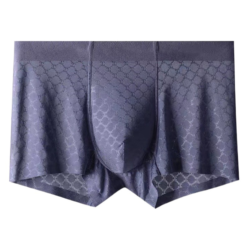 New men's underwear Men's Ice Silk Seamless boxers green thin mid-waist breathable quick-drying comfortable Youth boxers