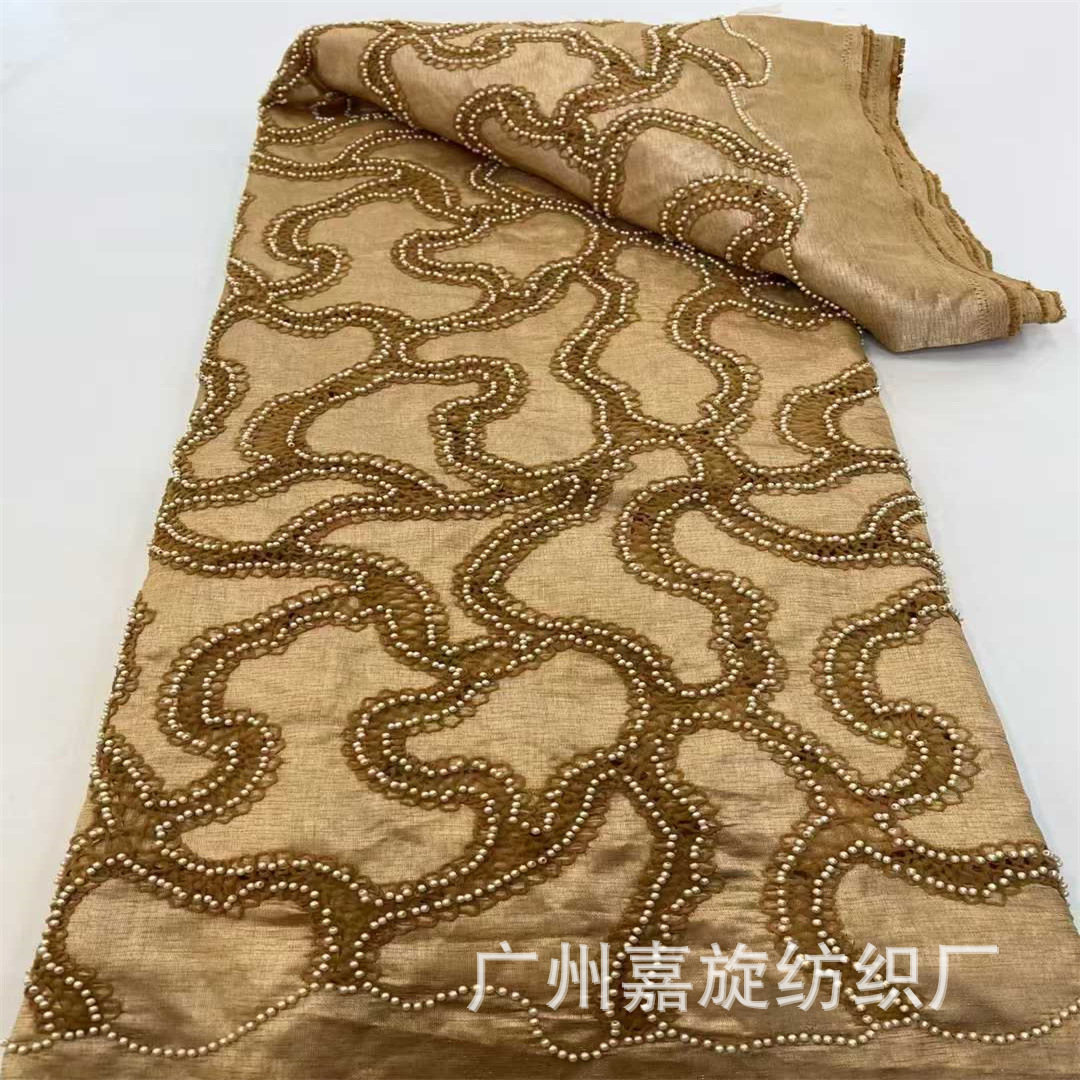 Picture of Summer Cut Out Beading Laser Embroidered Cloth Dress Cheongsam Fashion Lace Quality Cord Lace