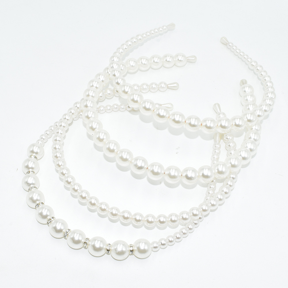 Picture of European and American Hot Selling Ladutong Large Pearl Headband Wedding Headwear Photo Studio Jewelry Handmade Beaded Pearl Headband