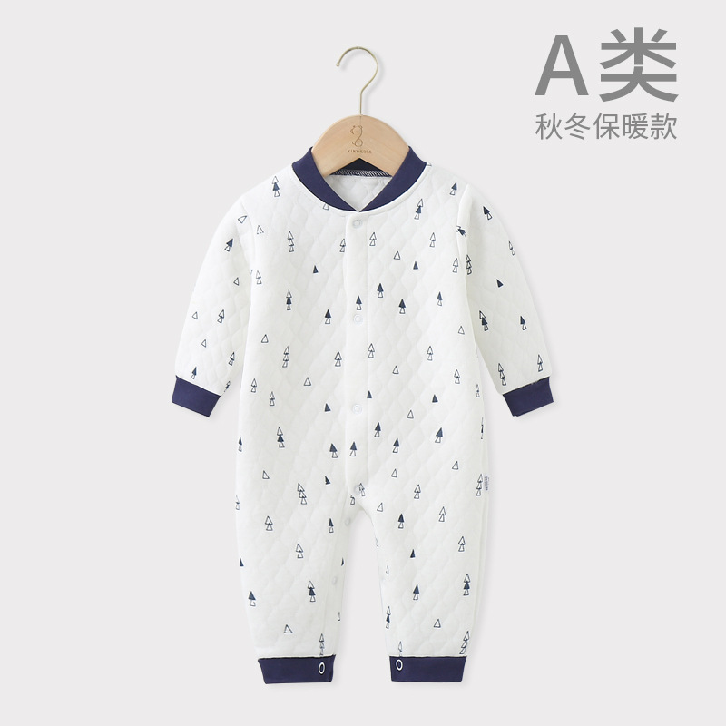 Picture of Baby Jumpsuit Pure Cotton Quilted Crawling Suit Pajamas Seamless Set Unisex Baby Romper Autumn and Winter Outfit Cartoon Pattern