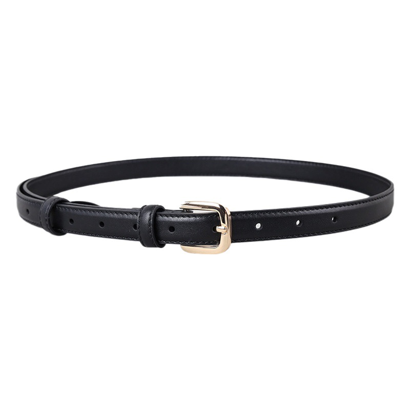 Top layer cowhide ladies belt summer 2022 new all-match ins style leather decoration skirt narrow waistband