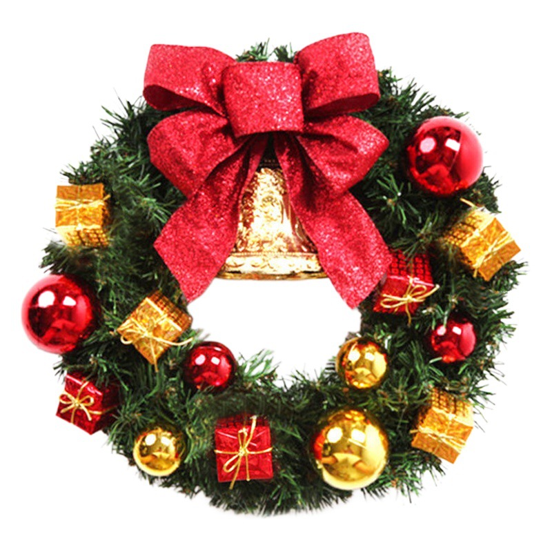 Cross-Border E-Commerce Christmas Wreath 30cm Christmas Decorations Hanging Simulated Garland Creative Decorations