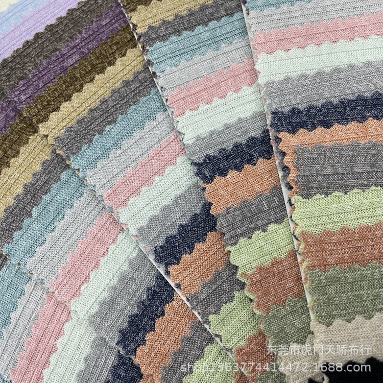 Spot supply of knitted irregular polyester cotton rib pit 170g TR pit rib sweater cardigan material