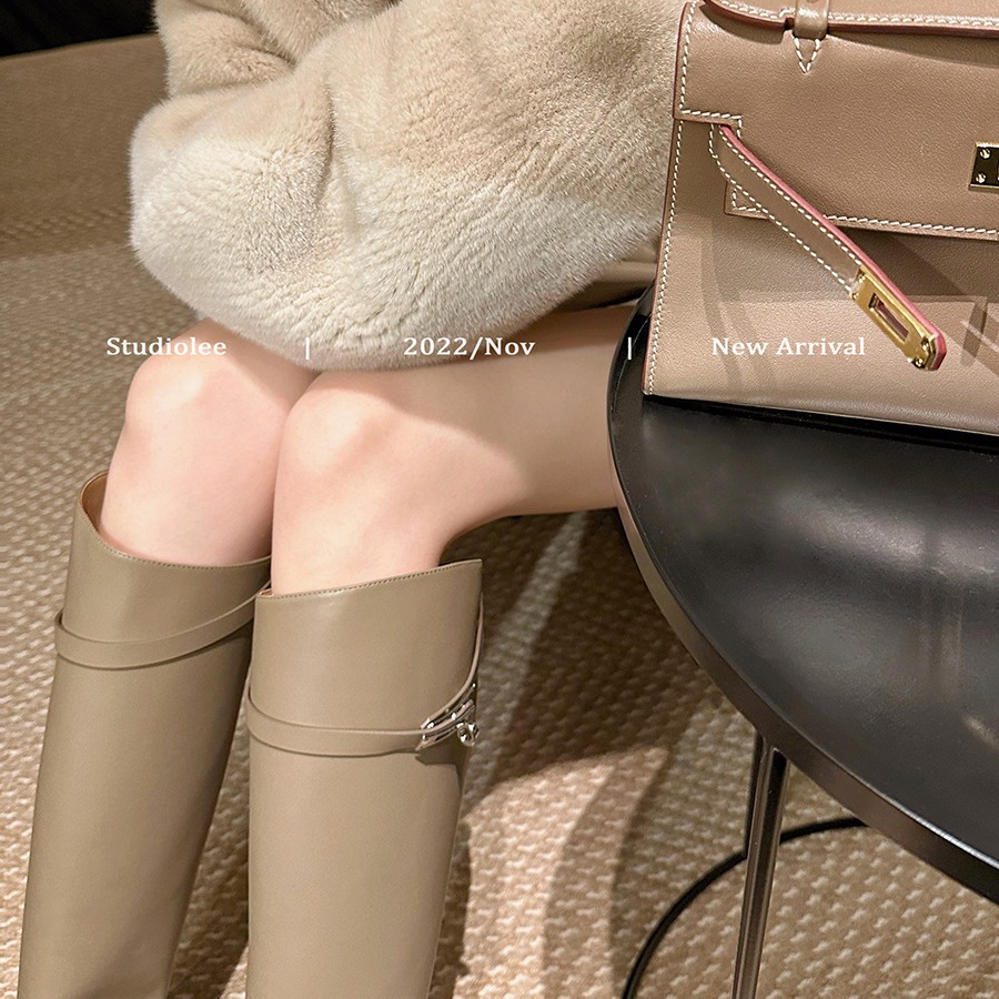 Picture of Grape Mom Boots Thick Heel Zipper 2023 New Diamond Buckle High Barrel Knight Boots Thick Bottom Slimming Boots Women