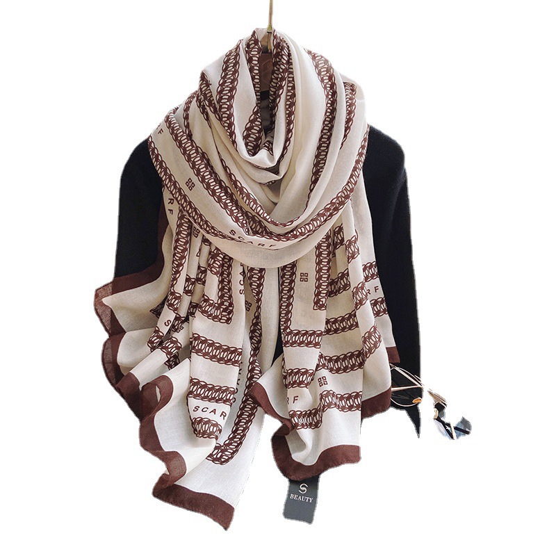 Picture of Small Large Scarf Autumn and Winter Women's Cotton and Linen Scarf Summer Lunch Break Air-conditioning Room Shawl Dual-use Travel Scarf Fashion
