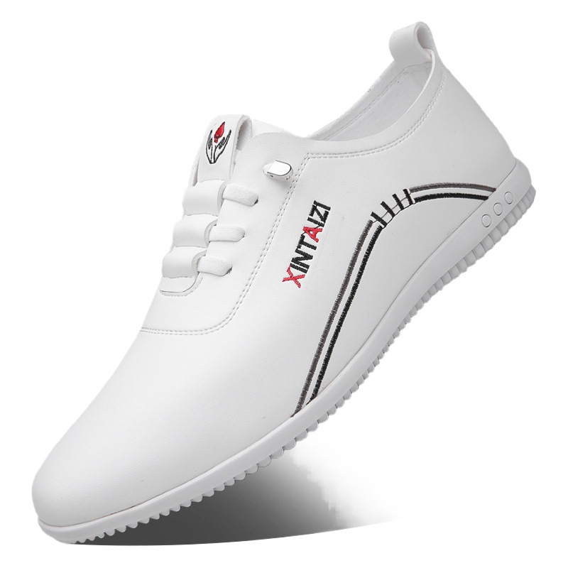 Summer Leather Shoes Soft Leather Men's Shoes Soft Sole Men's Business Casual Shoes Slip-on Lightweight Beans Shoes White Shoes