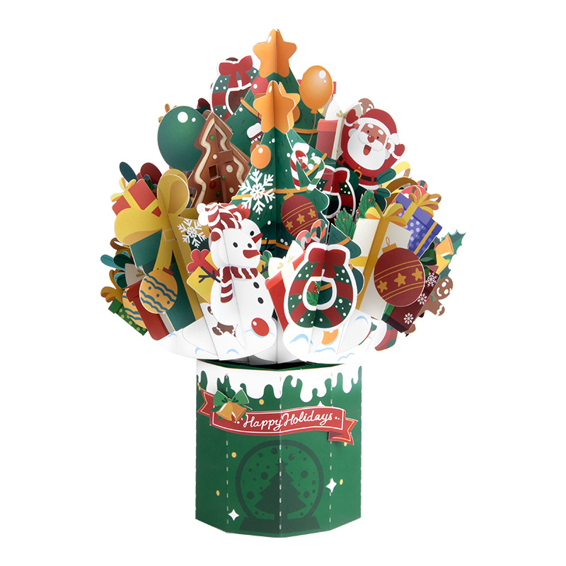 Picture of New Creative Amazon Cross-Border 3D Greeting Card Holiday Greetings Handmade Card Color Printed Christmas Lettering