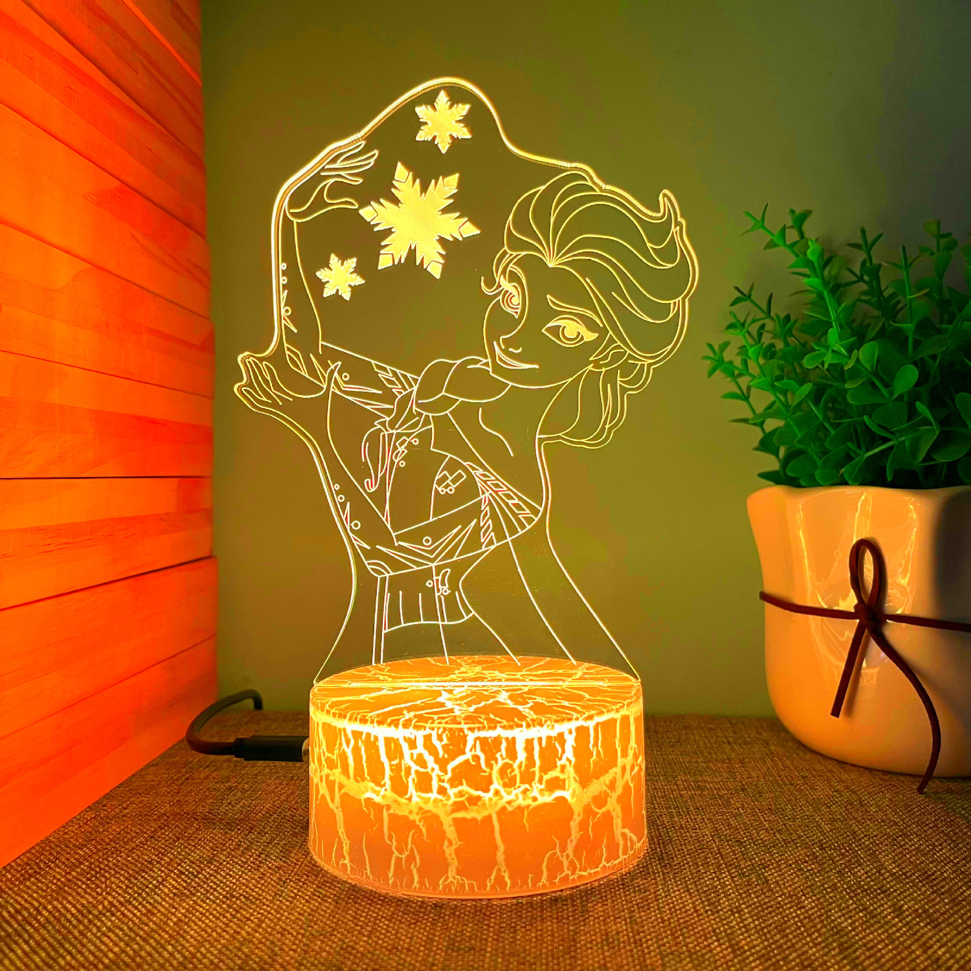 Cross-border 3D Nightlight Princess Elsa Series Children's Gift Atmosphere Lamp Creative Bedroom Table Lamp Colorful Lamp