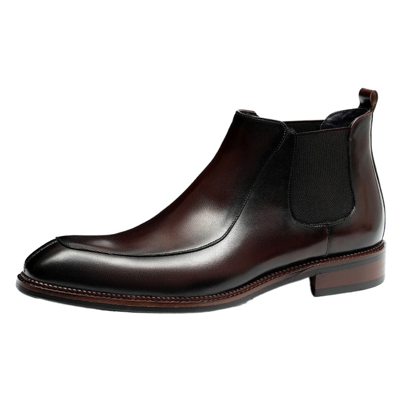 [vip for] winter black martin boots men's leather business casual short boots pointed British high-top men's boots