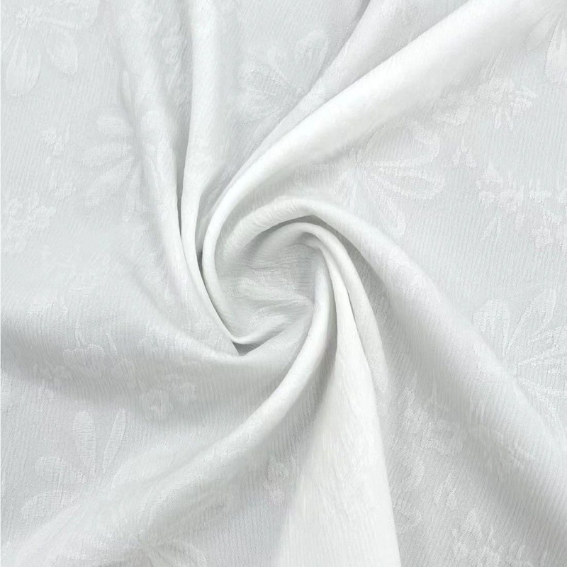 Picture of Floating sunflower four-sided elastic fabric milk white Chinese clothing three-dimensional fabric pleated texture flower jacquard cheongsam manufacturers