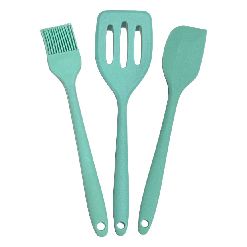 Integrated Silicone 3-piece scraper oil brush spatula spatula suit small size kitchen baking tools food grade