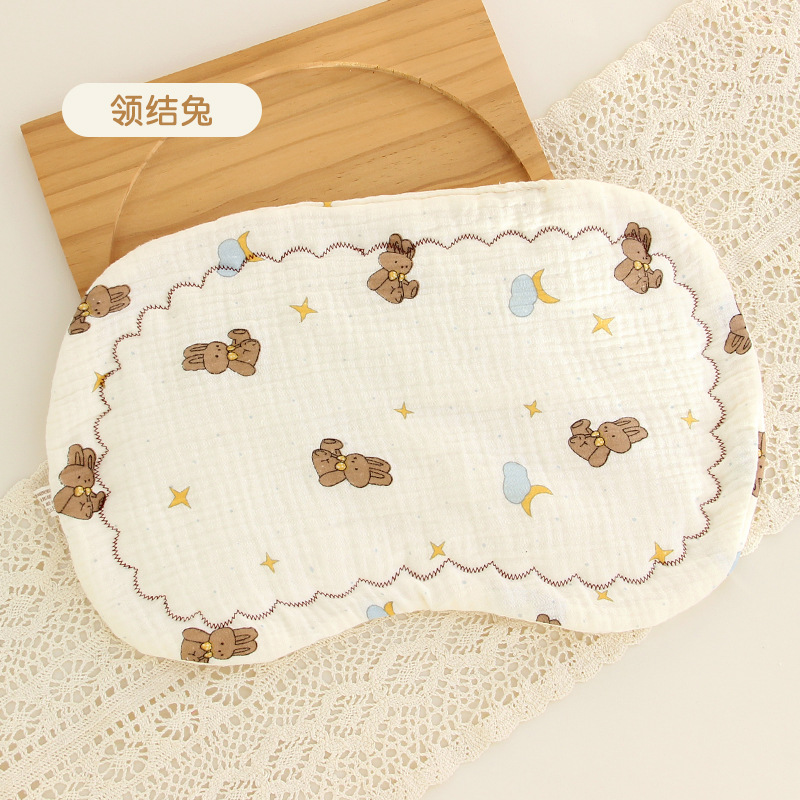 Picture of Sweat-Absorbent and Non-Stuffy Cartoon Kidsren's Pillow, Soft and Breathable Eight-Layer Gauze Baby Pillow, Cloud Pillow, Newborn Category a