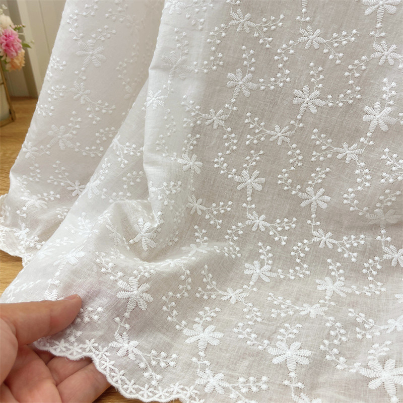 Lace Fabric Ins Summer Cotton Clothing Embroidery Fabric DIY Women's Cotton Fabric Cotton Hollow Embroidery Fabric
