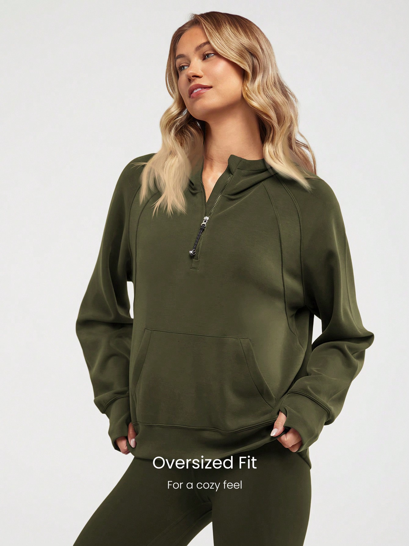 2025 Amazon Boutique Autumn and Winter Sports Hooded Zipper Sweatshirt European and American Cross-Border Casual Half-Zip Pullover Sweatshirt