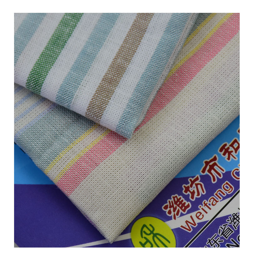 Linen Cotton Yarn-Dyed Colorfulful Stripesd Fabric 130Gsm Dress Shirt Fashion Casual Wide Leg Pants Fabric