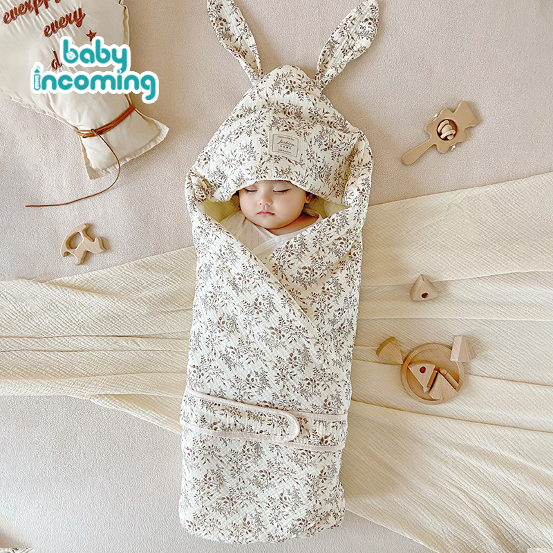 Baby quilt big rabbit ears newborn delivery room small quilt anti-startling swaddling baby bag is available in all seasons