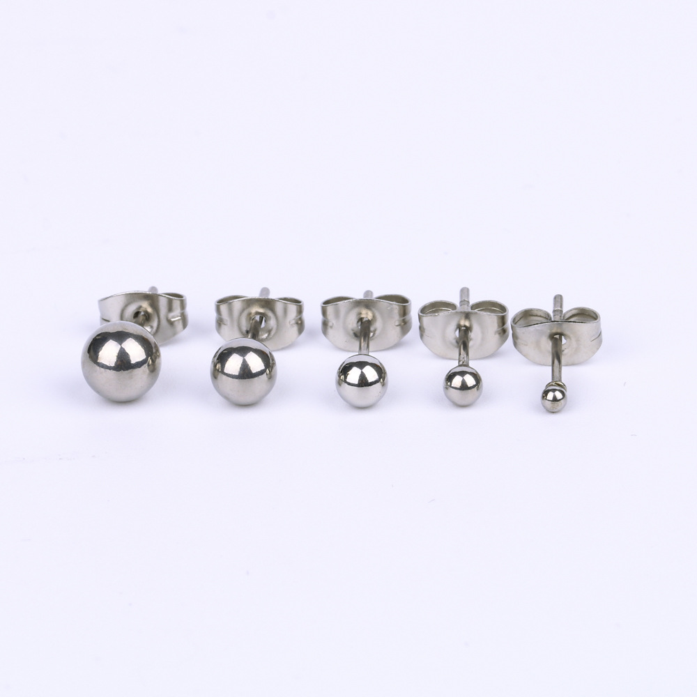 Picture of Factory direct stainless steel titanium steel ball steel ball fine needle earrings steel ball Beanbean earrings earrings round ball earrings