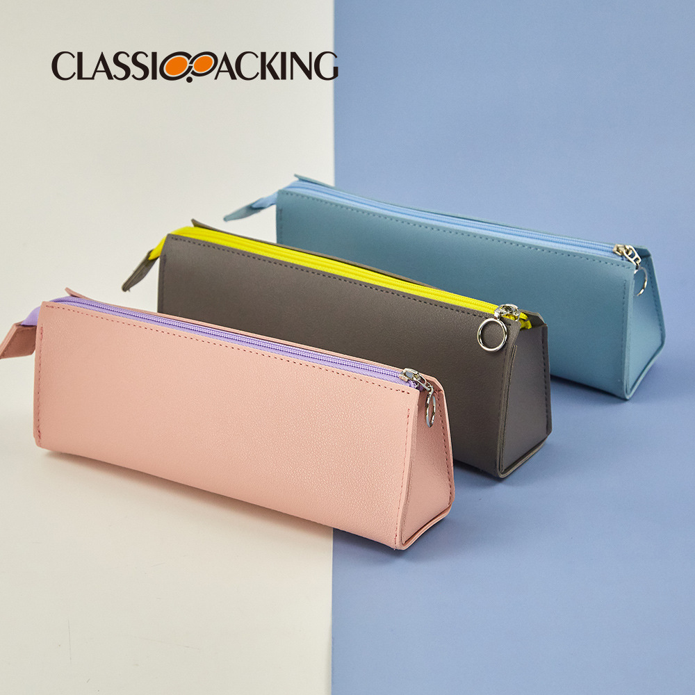 Simple Ins Pencil Bag Portable Large Capacity Cosmetic Bag Multi-Functional Student Zipper Stationery Bag PU Waterproof Storage Bag