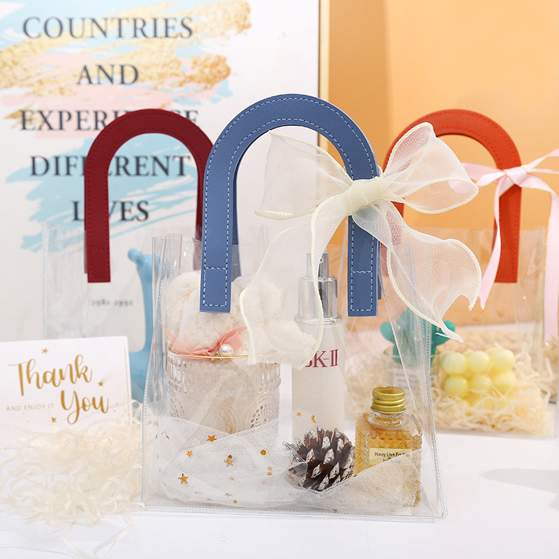 Spot wholesale PU transparent bag wedding PVC hand gift bag INS Wind Tanabata wedding candy hand gift bag