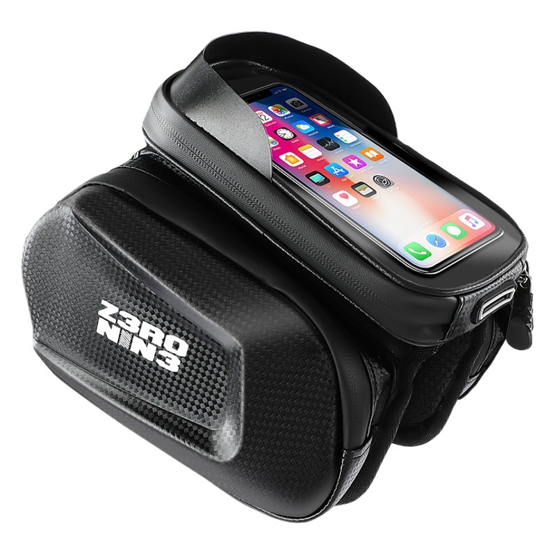 Bicycle front beam bag mountain bike mobile phone storage bag bicycle front hanging carrying bag waterproof hanging bag riding equipment accessories
