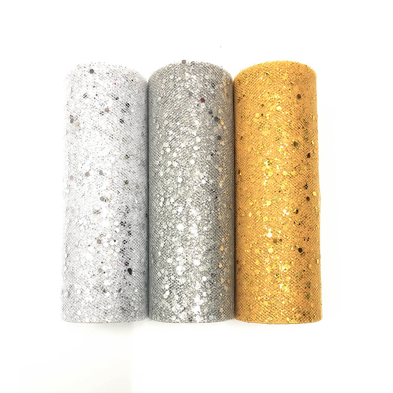 Picture of Spot 15Cm*10Y Hexagonal Sequins Processing Powdered American Mesh Roll Yarn