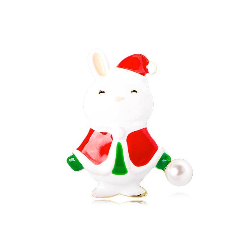 Picture of European and American Christmas brooch cartoon cute red brooch fashion high-end oil drop pin for men and women