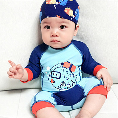 Children's Swimsuit Boy One-Piece Sun Protection Boy Baby Baby Quick-Drying Surfing Swimsuit Warm Hot Spring Swimsuit