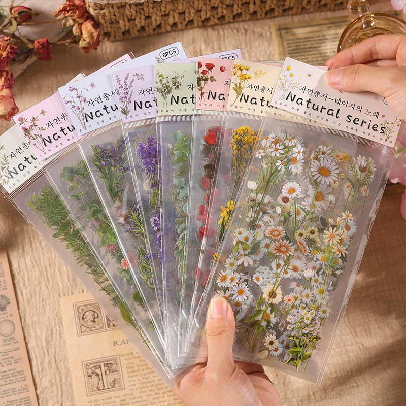 Picture of Yuezhen Nature Series Handbook Sticker Bag PVC Plant Flower Retro Material Paper Children's Handbook Sticker
