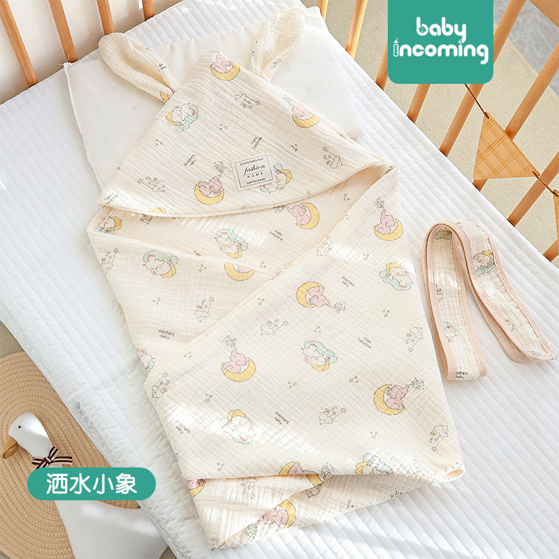 Picture of Baby hugging quilt big rabbit ears newborn bag swaddling baby delivery room small quilt available in four seasons