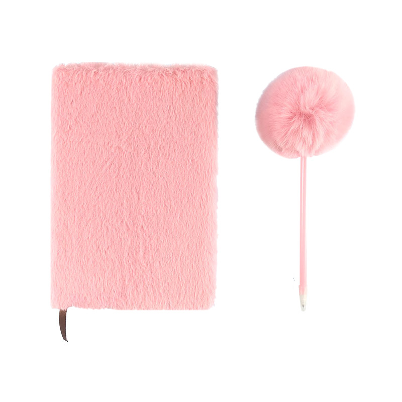 Picture of Cross-Border Simple Plush Notebook Plus Pen Prize Gift Furry Cover Diary Note Set Notebook